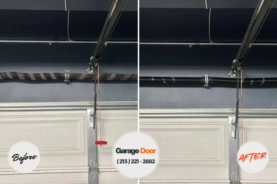 Before and after: garage door repair West Tawakoni, TX